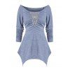 T-shirt Teinté Asymétrique à Paillettes - Bleu gris 2XL