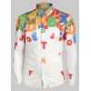 Chemise Lettre Dessin Animé Imprimé à Manches Longues - Blanc M