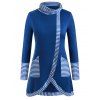 Sweat-shirt Long Panneau Rayé de Grande Taille à Col Bénitier - Ardoise bleue 2X