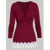 T-shirt Contrsaté à Col Plongeant - Rouge Vineux L
