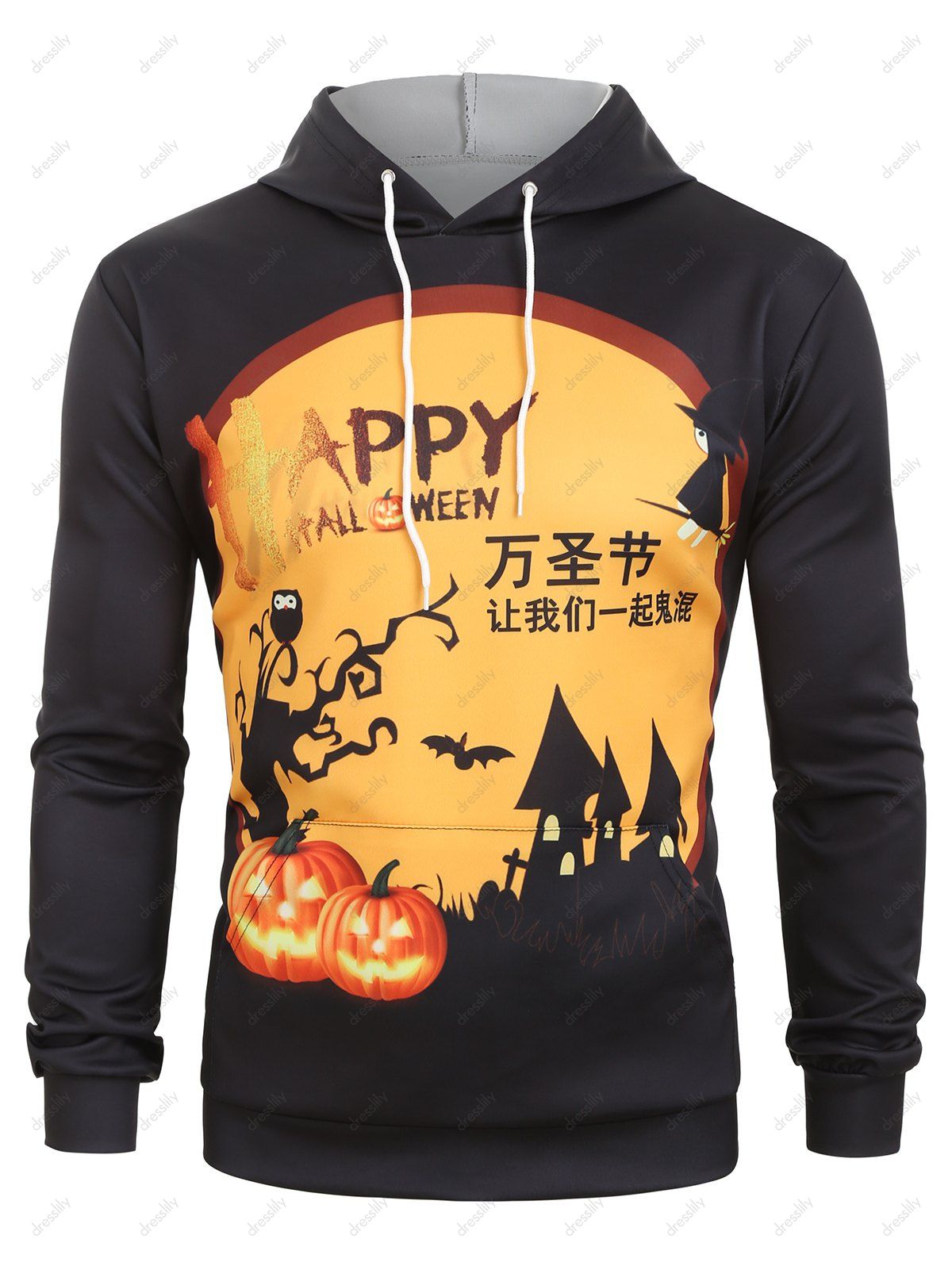 be happy orange and black hoodie