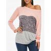 Haut en Tricot Tordu en Blocs de Couleurs - Rose L