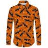 Chemise Motif d'Araignée et de Chauve-souris à Manches Longues - Orange Halloween L
