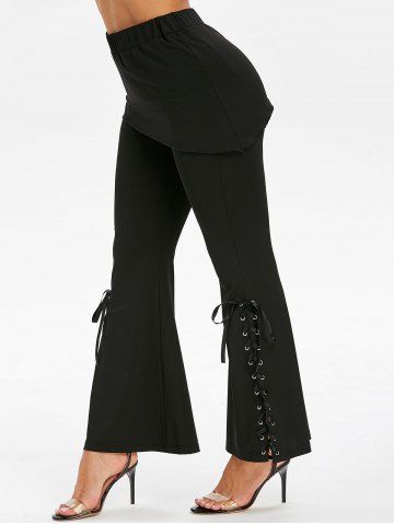 [60% OFF] 2019 Skirted Drawstring Wide Leg Pants In BLACK | DressLily