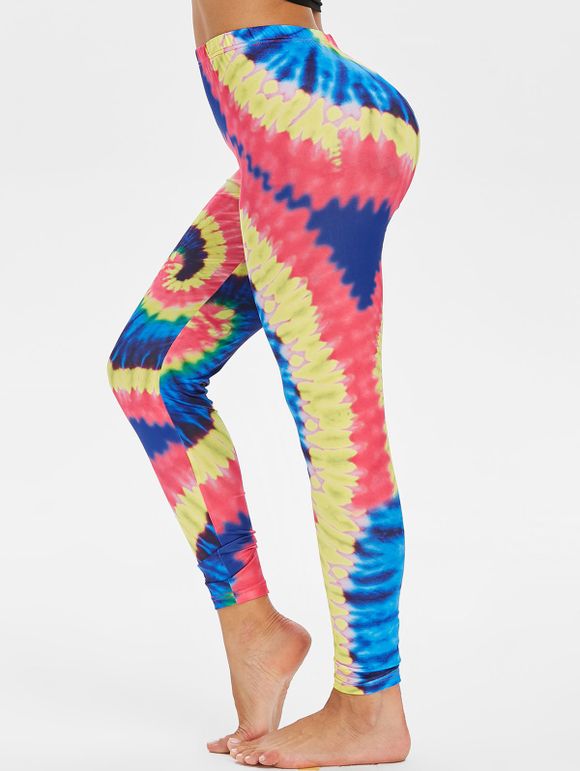 Legging Spiral Teinté Imprimé à Taille Haute - multicolor A L