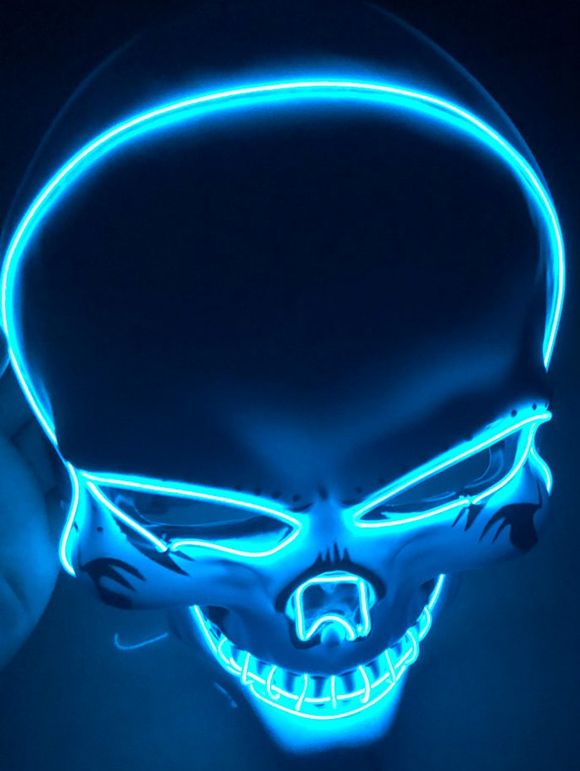 Masque de crâne incandescent à visage plein d'Halloween Cosplay - Bleu Cobalt 