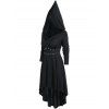Robe à Capuche Gothique Haute Basse en Couleur Unie de Grande Taille - Noir 4X