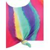 Tie Dye Knotted Ruched Tankini Swimsuit - multicolor 3XL