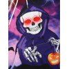 Halloween Night Skull Pumpkin Lamp Print Hoodie - PURPLE L