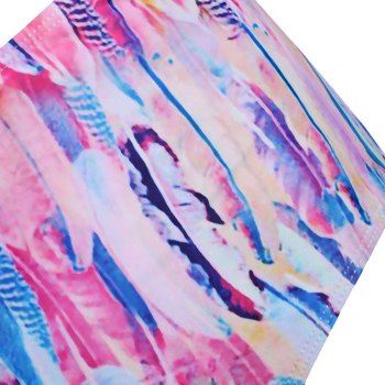Bohemian Feather Print Two Piece Swimwear Twist Front High Waist Tankini Swimsuit