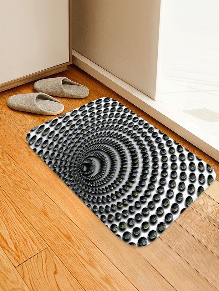 

3D Whirlpool Pattern Printed Floor Mat, Multi-d