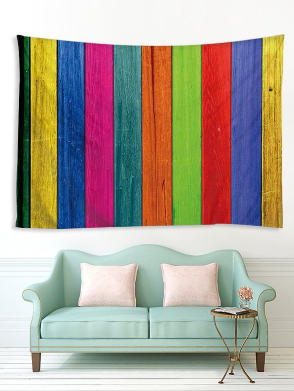 Tapisserie Vintage Motif de Bois Imprimé - multicolor A W91 X L71 INCH