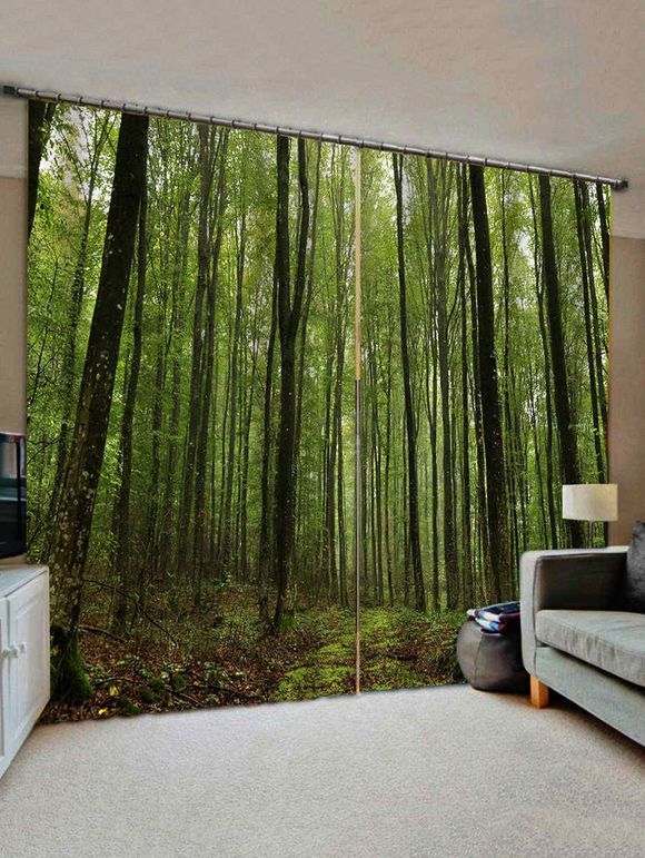Rideau de Fenêtre Motif de Forêt Imprimé 2 Panneaux - multicolor C W70×L100CM×2PCS