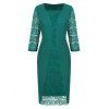 Robe Simple Panneau en Dentelle Grande Taille - Bleu Verdâtre 2X