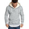 Sweat à Capuche avec Poche Kangourou en Laine avec Bouton en Avant - Gris Clair M