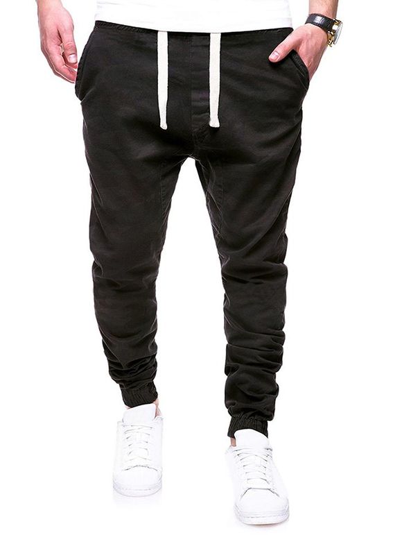 Pantalon de Jogging Camouflage Imprimé avec Fausse Poche - Noir 2XL