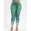 Legging 3D Imprimé à Taille Haute de Grande Taille - Vert 4X
