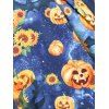 Halloween Pumpkin Sunflower Lace Up Dress - multicolor L