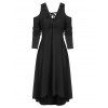 Open Shoulder Lace Up Midi Gothic Dress - BLACK XL