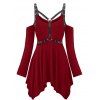 T-shirt Gothique à Epaule Dénudée de Grande Taille - Rouge Vineux 4X