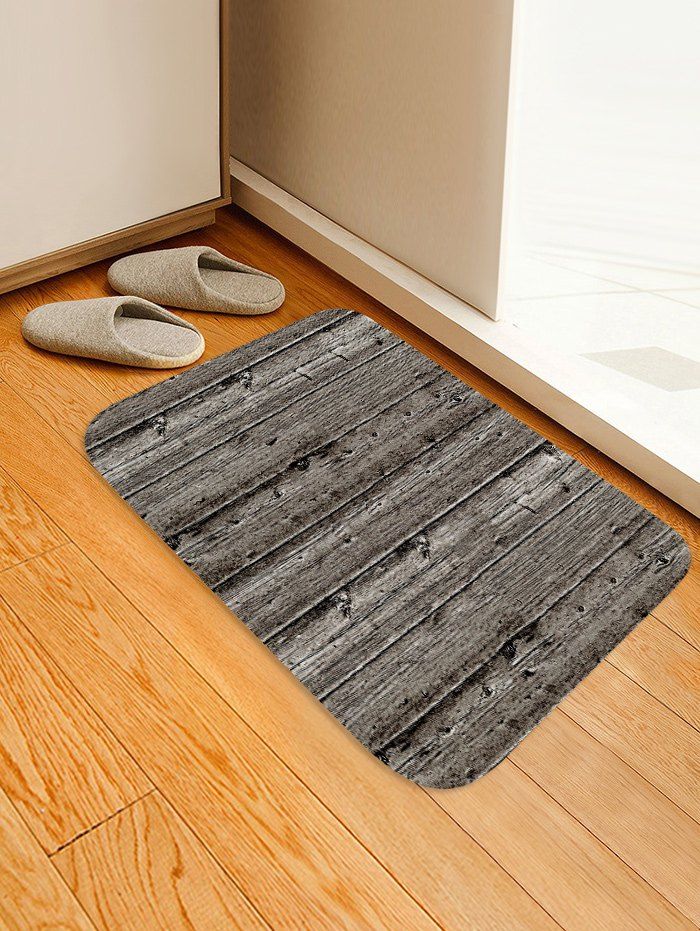 

Vintage Wood Grain Flannel Anti-slip Floor Rug, Multi-a