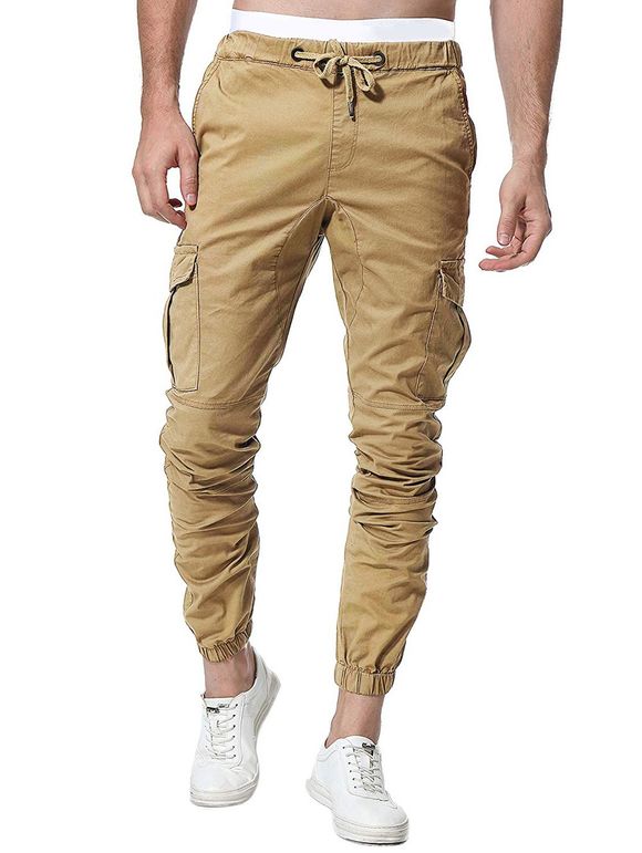 Pantalon de Jogging avec Poche Design à Cordon - Kaki L