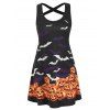Robe d'Halloween Citrouille Chauve-souris Imprimé - multicolor 2XL