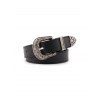 Ceinture Vintage Gravée en Cuir PU - Noir 