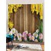 Rideau de Fenêtre Fleur et Planche en Bois Imprimés 2 Panneaux - multicolor W28 X L39 INCH X 2PCS