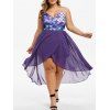 Robe Haute Basse Superposée Ecaille de Sirène Imprimée de Grande Taille - Violet Terne L
