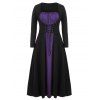 Plus Size Halloween Color Block Lace Up Dress - BLACK 5X