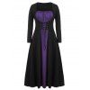 Robe d'Halloween en Blocs de Couleurs de Grande Taille à Lacets - Noir 1X