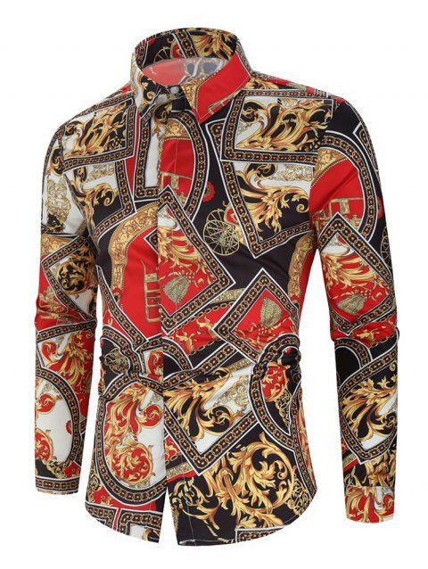 [38% OFF] 2019 Floral Scrolls Print Long-sleeved Shirt In Multicolor F ...