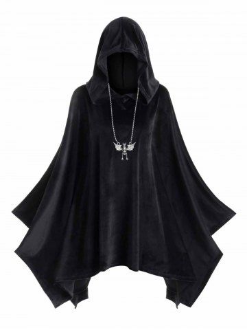 Hooded Velvet Plus Size Poncho