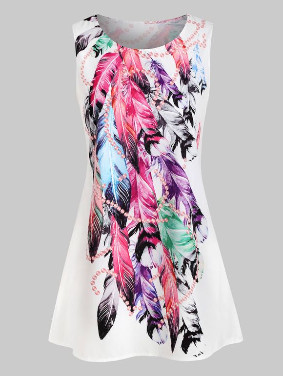 Mini robe trapèze à imprimé plumes - multicolor C L