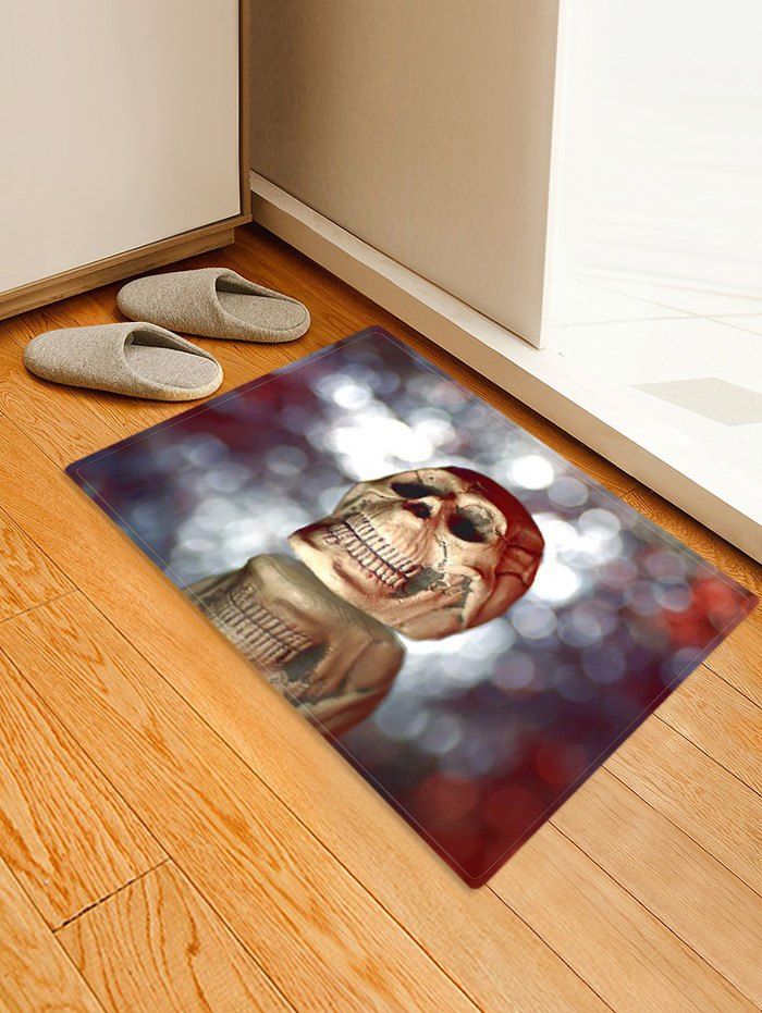 

3D Halloween Skull Pattern Printed Floor Mat, Cool white