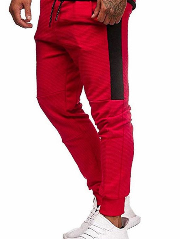 Pantalon de Jogging Jointif en Blocs de Couleurs à Cordon - Rouge XS