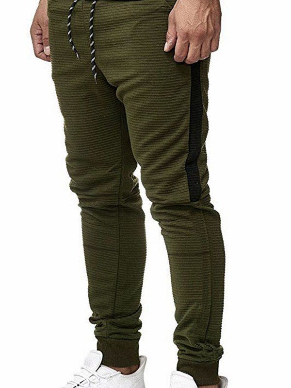 Color Block Spliced Drawstring Jogger Pants - ARMY GREEN S