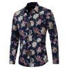 Chemise Fleur Imprimée à Manches Longues - Bleu profond XL