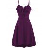 Lace Up Cami Flare Dress - MAROON XL