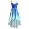 Maxi Robe Dégradée Haute Basse de Grande Taille à Volants - multicolor 5X