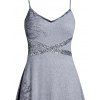 Mini Robe Imprimée à Bretelle à Paillettes - Nuage Gris M