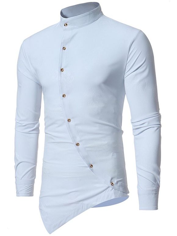 Chemise Cachemire Gaufrée à Manches Longues - Blanc XL