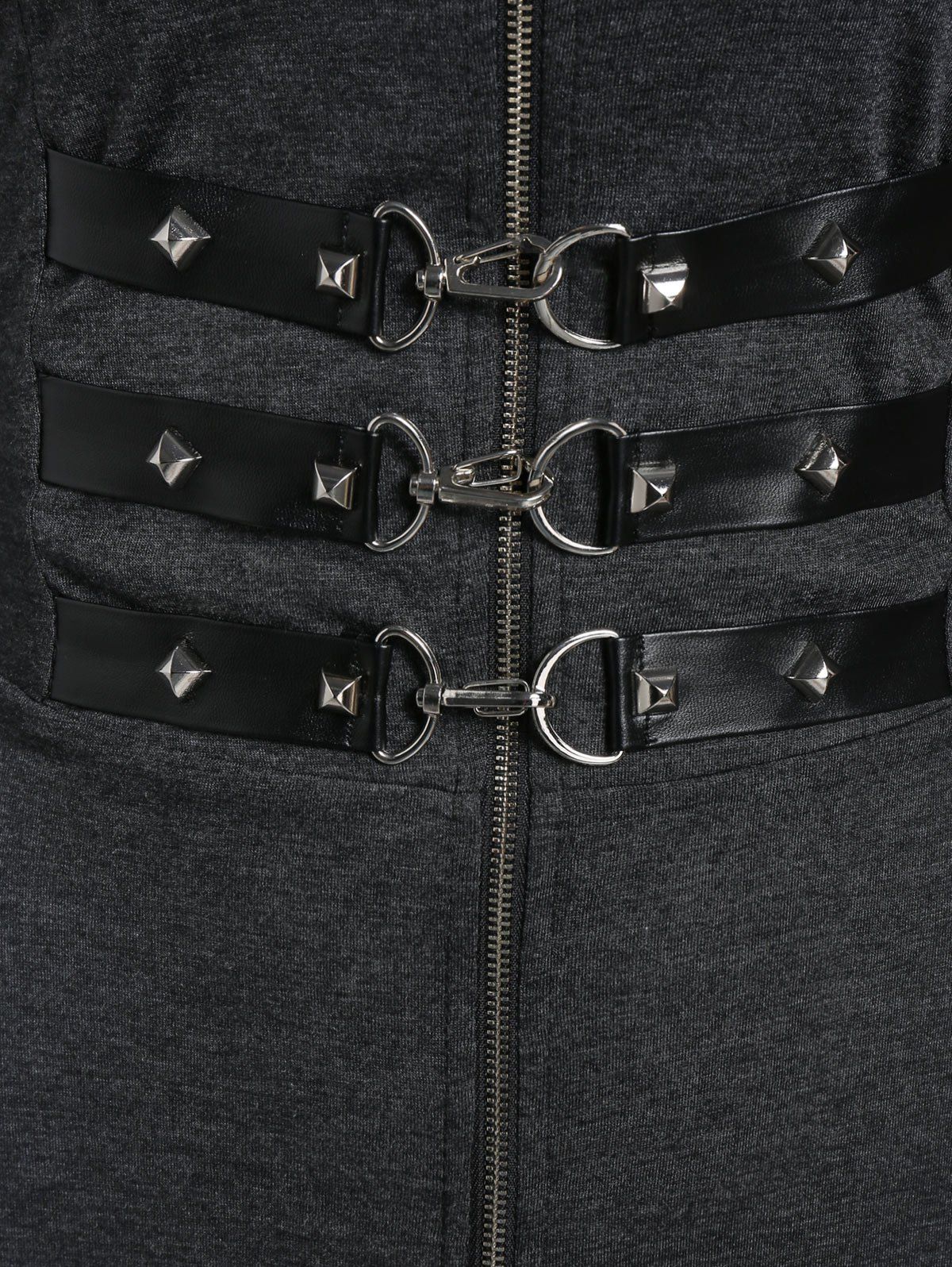 Hooded Lobster Buckle Strap High Low Gothic Dress - DARK GRAY 2XL