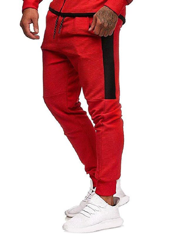 

Contrast Side Leisure Jogger Pants, Red