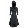 Robe à Capuche Gothique Haut Bas à Bretelle Bouclée - Gris Foncé 3XL