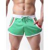 Color Block Pockets Drawstring Shorts - GREEN M