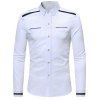 Chemise en Couleur Jointive à Manches Longues avec Fausse Poche - Blanc L