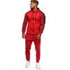 Two Tone Striped Sleeve Zip Up Hoodie - RED XS