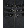 Hooded Lobster Buckle Strap High Low Gothic Dress - DARK GRAY 2XL